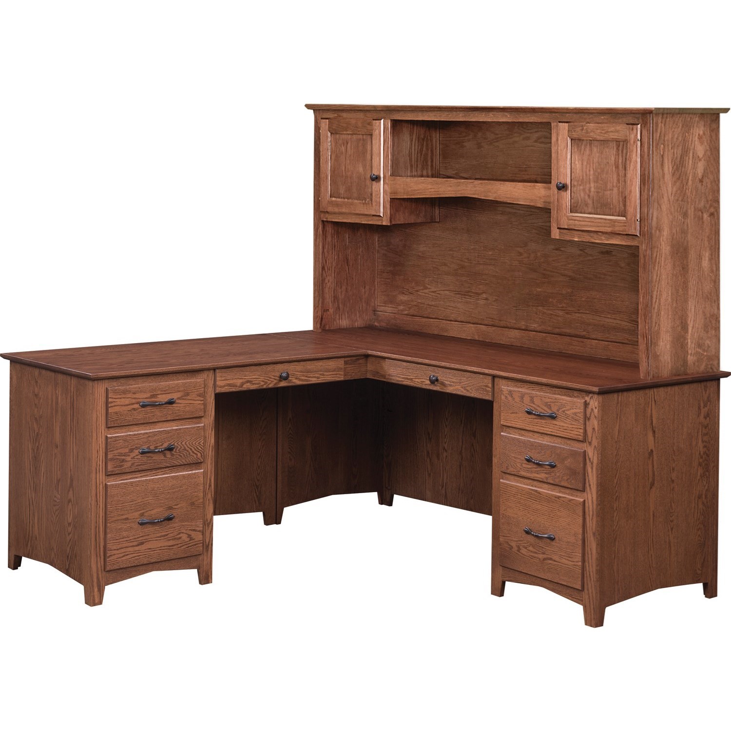 Wood corner desk store with hutch